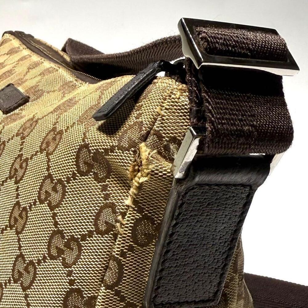 GUCCI GG Canvas Shoulder Bag Messenger Brown Crossbody Leather - Picture 9 of 10